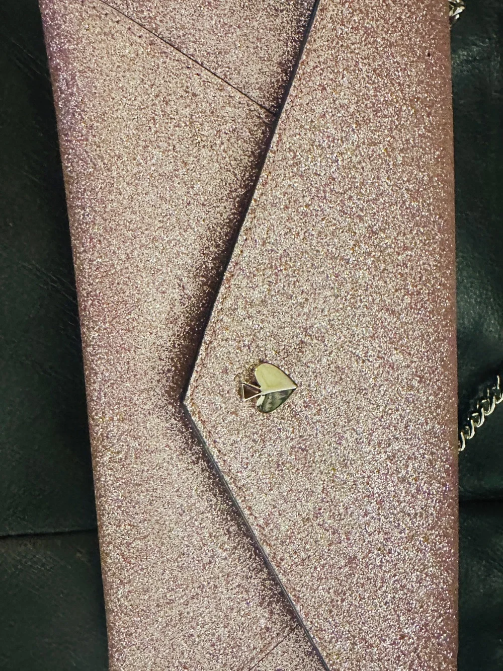 Kate Spade Rose Gold Glitter Envelope Crossbody + Matching Cardholder